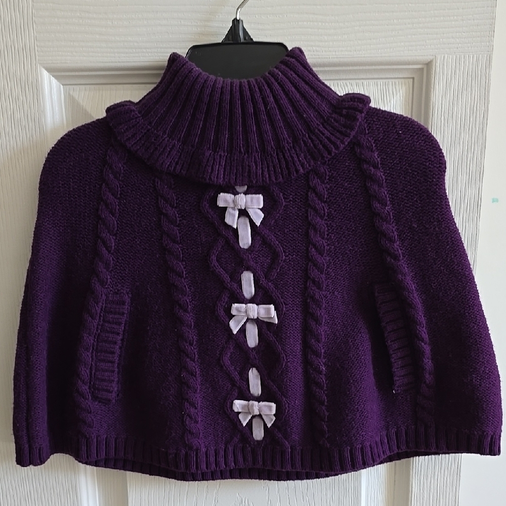 Janie and Jack Purple Cable Knit Capelet Sweater